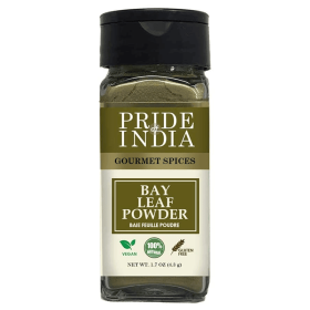Pride of India | Bay Leaf Powder 1.7 oz (4.3 gm) Small Dual Sifter Jar | Fresh & Authentic Bay Leaf Ground | Gourmet Spice | Good for Seasoning Stews/