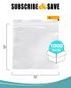 Pack of 1000 Clear Zipper Bags 12 x 12. Seal Top Polyethylene Bags 12x12. Thickness 2 mil. Plastic Poly Bags for Packing and Storing. Ideal for Indust