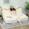 HOMCOM Bean Bag Floor Sofa Bed, Contemporary Plush Wide Folding Floor Mattress, Foam Filling Wall Couch Sleeper, Cream White
