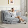 HOMCOM Bean Bag Floor Sofa Bed, Contemporary Plush Wide Folding Floor Mattress, Foam Filling Wall Couch Sleeper, Light Gray